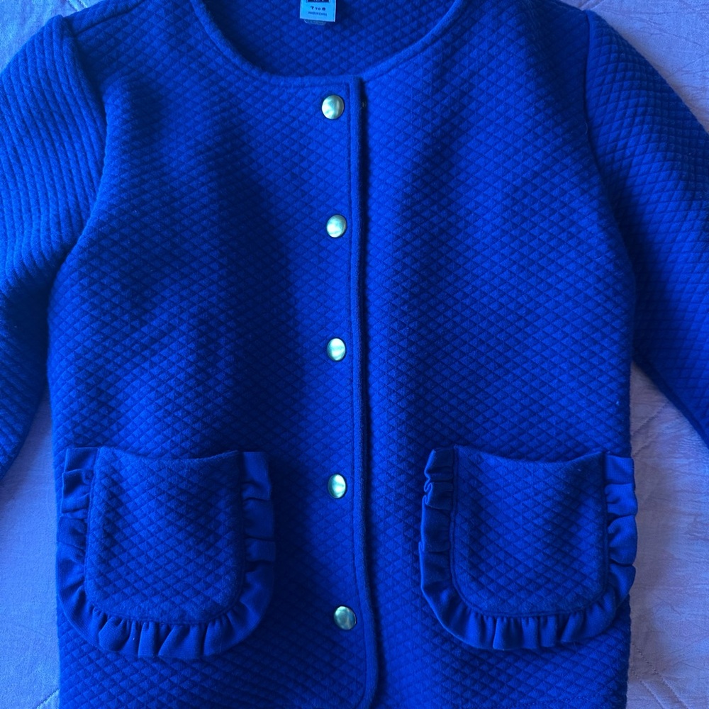 Janie and Jack Royal Blue Quilted Jacket with Gold Accents